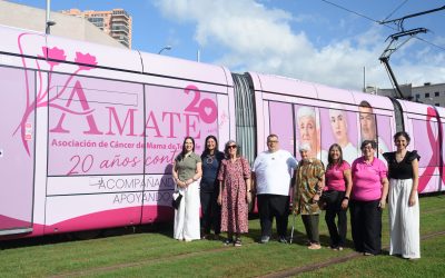 El tranvía se viste de rosa para conmemorarlos 20 años de ÁMATE y promover ladetección precoz del cáncer de mama